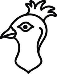 Peacock head vector Art, Icon, Logo and Graphics. Peacock head outline and line art illustration design. Lion head black and white.