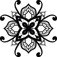 Flower Mandala Art Easy Circular Pattern in the Form of a Mandala Decorative Ornament in Ethnic Oriental Style.