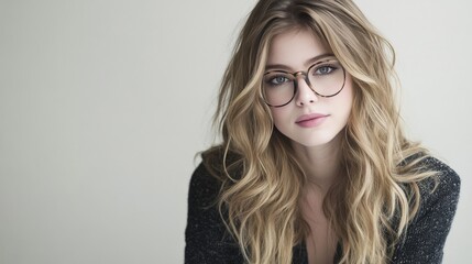 Fototapeta premium Elegant Young Woman in Glasses