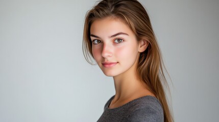 Fototapeta premium Portrait of a Young Woman with Natural Beauty
