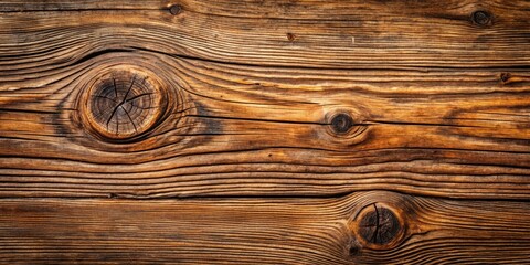 Naklejka premium A Close-Up View of a Weathered Wooden Plank Featuring Distinctive Knots and Grain Patterns
