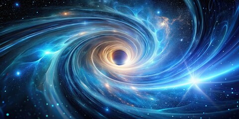 A mesmerizing cosmic whirlpool with a black hole at its center, surrounded by a vast expanse of stars and swirling nebulae, creating a captivating display of celestial beauty