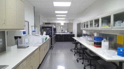 Modern Laboratory Interior with Workstations and Equipment