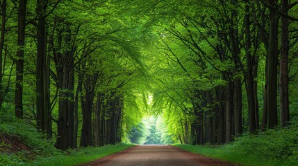 Obraz premium Spring Beech Forest Walkway