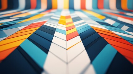 Abstract Geometric Pattern with Vibrant Colors and 3D Perspective