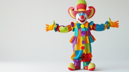 A Colorful Clown with a Big Smile and Outstretched Arms