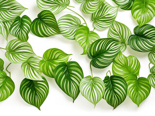 Isolated Houseplant Leaves on White Background: Green Plant Decor