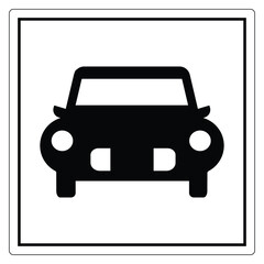 Simple Car Icon in Black and White Design
