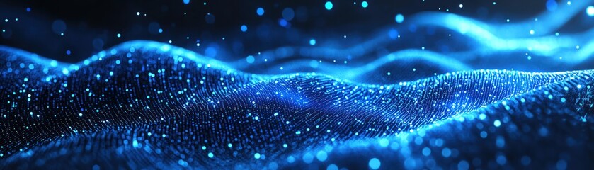 Digital blue data streams flowing in perspective, abstract tech background