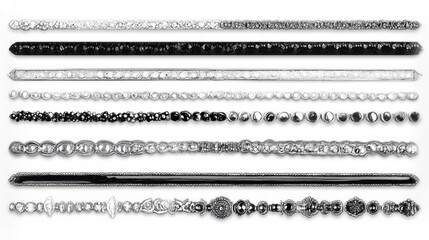 Black and White Decorative Trim Patterns for Design and Crafts