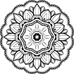 Lotus Flower Mandala Art Circular Pattern in Form of Mandala With Flower for Henna, Mehndi, Tattoo, Decoration Decorative Ornament in Ethnic Oriental Style.