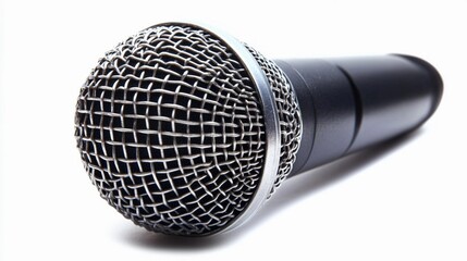 Close-Up of Professional Microphone on White Background