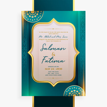islamic wedding card template with nikah and walima themes