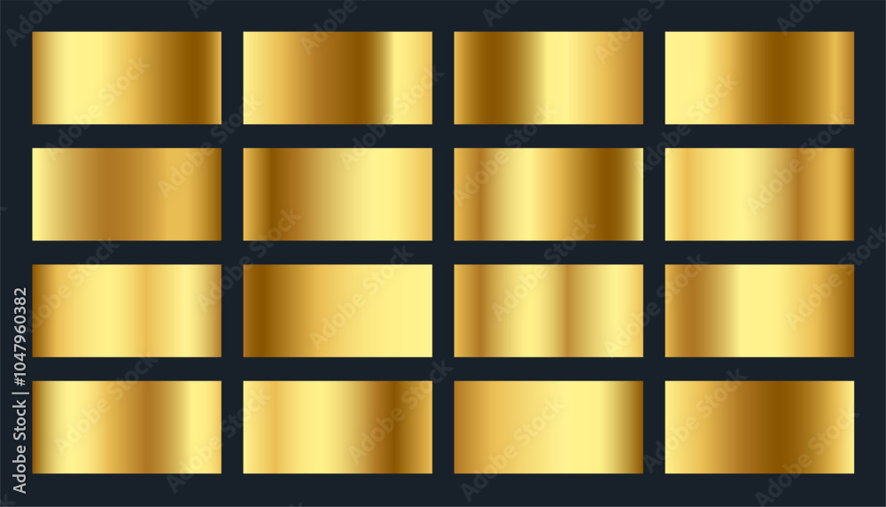 Wall mural collection of golden gradient palette for ui/ux backdrop
