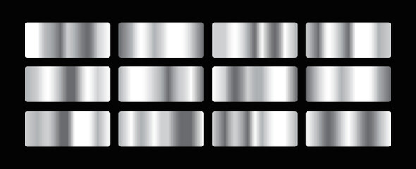 set of metallic silver gradient blend texture banner design © starlineart