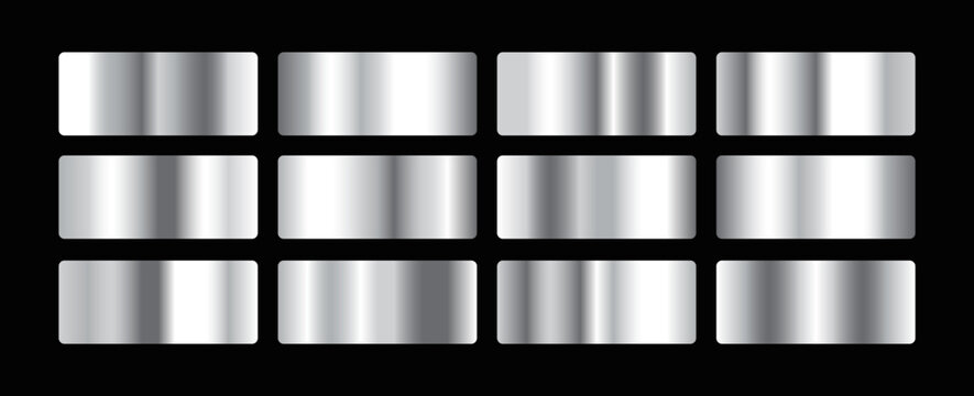 set of metallic silver gradient blend texture banner design