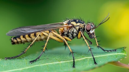 Fototapeta premium Close-Up of Insect on Leaf with Detailed Features