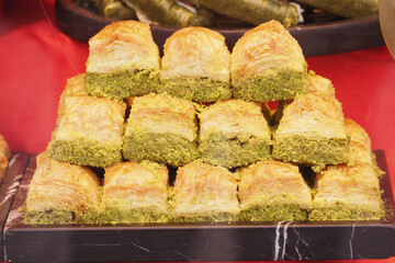turkish dessert baklava selling at shop 
