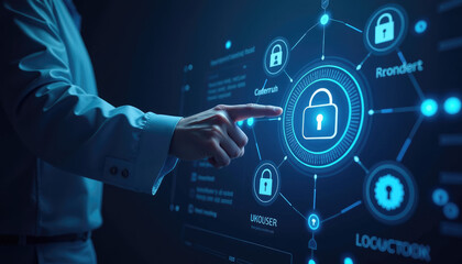 Fototapeta premium Futuristic Internet Banking Interface with Multi-Factor Authentication and Biometric Security
