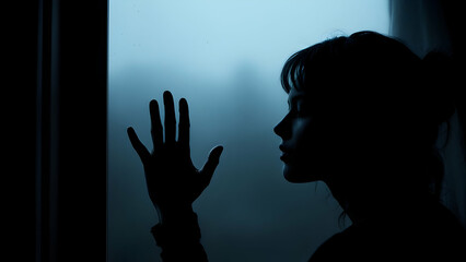 Silhouette of Woman by Window in Soft Light