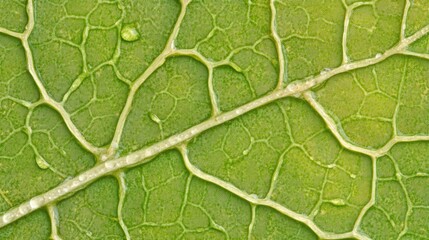 Close-Up Macro of Leaf with Water Droplets