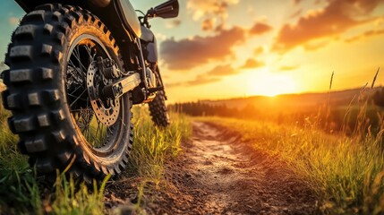 Dirt Track Motocross Bike at Sunset