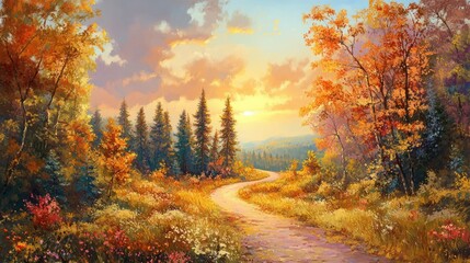 Obraz premium Autumnal Forest Path