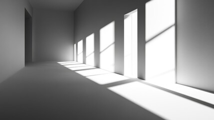 Light Beams Through Doors in Minimalist Interior