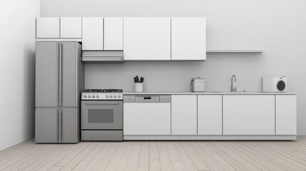 Modern White Kitchen with Spacious Design