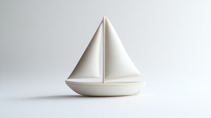 Fototapeta premium White Sailboat Model on Smooth Background