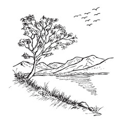 Simple Vector Mountain Black and White
