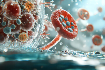 Exploring the microcosm a detailed visualization of cellular interactions in liquid environments