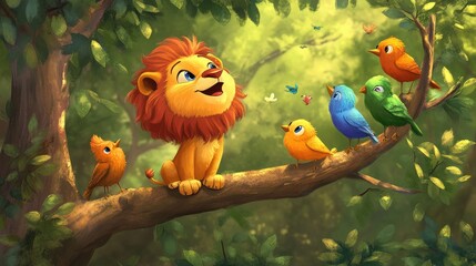 Little Lion's Colorful Discovery in Nature