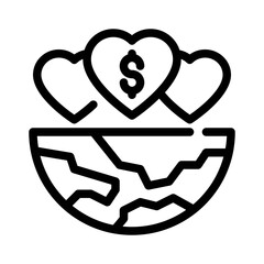 Globe Heart line icon