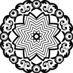 Beautiful Flower Mandala Art Circular Pattern in Form of Mandala With Flower for Henna, Mehndi, Tattoo, Decoration Decorative Ornament in Ethnic Oriental Style.