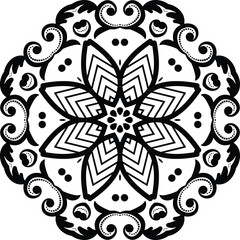 Big Flower Mandala Art Circular Pattern in the Form of a Mandala Decorative Ornament in Ethnic Oriental Style.