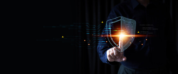 Cyber security concepts for computer network online data protection and personal privacy user access key protect or hacker cybercrime prevent or safety storage cloud computing.