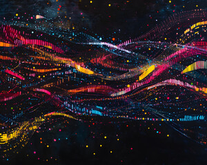 Fototapeta premium Mesmerizing Abstract Composition of Glowing Neon Waves