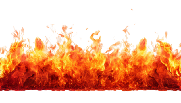 fire border isolated on transparent background cutout