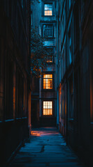 Fototapeta premium night city alley street lights street