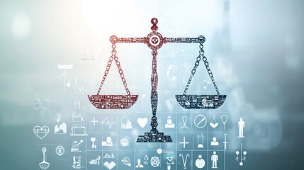 Scales of Justice with Medical Symbols