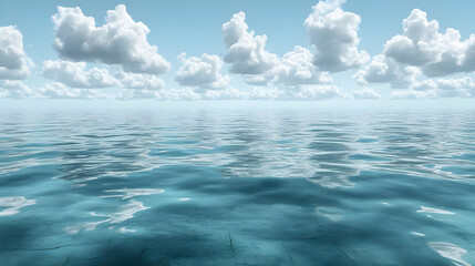 Fototapeta premium Ocean Waves and Cloudy Sky Illustration