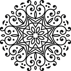 Flower Pencil Drawing Easy Mandala Art Circular Pattern in Form of Mandala With Flower for Henna, Mehndi, Tattoo, Decoration Decorative Ornament in Ethnic Oriental Style.