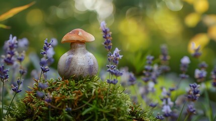 View of a lavender fungal fragrance container in sale