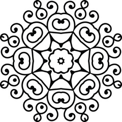 Flower Simple Mandala Art Circular Pattern in Form of Mandala With Flower for Henna, Mehndi, Tattoo, Decoration Decorative Ornament in Ethnic Oriental Style.