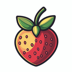 Obraz premium Strawberry fruit logo icon symbol cartoon illustration, cute berry clip art design 
