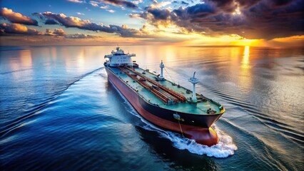 Fototapeta premium Tanker ship with rising crude oil prices displayed on board