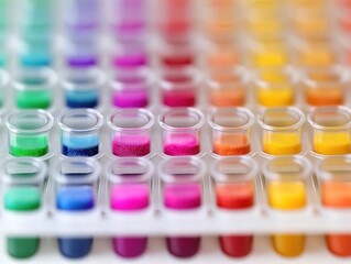 Vibrant Spectrum of Colorful Powders in Test Tubes for Art and Science Projects