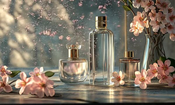 Perfume Bottles and Blossoms