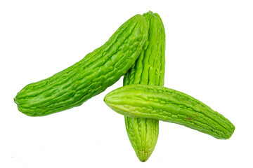 Bitter gourd or bitter melon (Momordica Charantia) isolated on white background